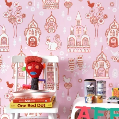 Slottstradgarden roosa lastentapetti Majvillanilta image