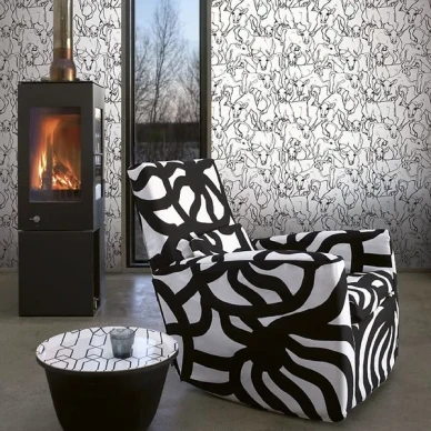 Iltavilli tapetti Marimekolta musta valkoisena image