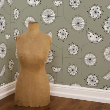 Dandelion Mobile harmaa retro kukkatapetti Miss Printilta image