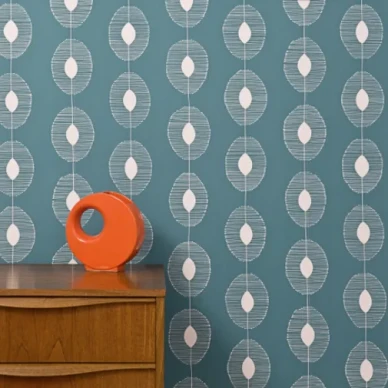 Dewdrops sininen graafinen tapetti Miss Printilta image