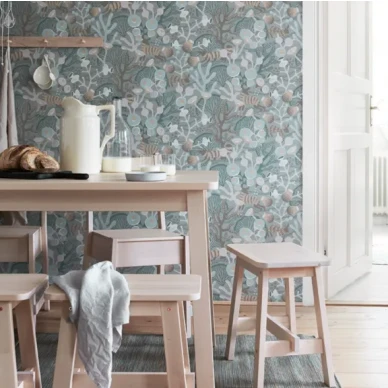 Korallang sininen kasvitapetti Borastapeterilta image