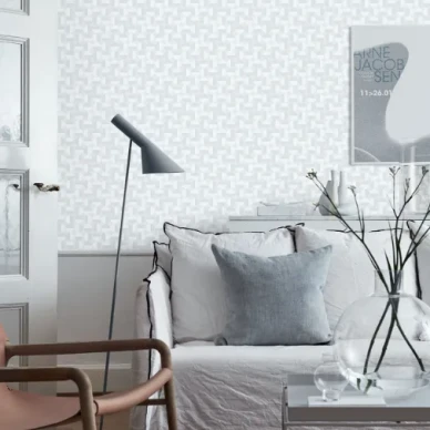 Vertigo valkoinen geometrinen tapetti Borastapeterilta image