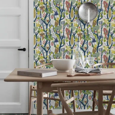 Melodi varikas kuviollinen tapetti lastenhuoneeseen Borastapeterilta image