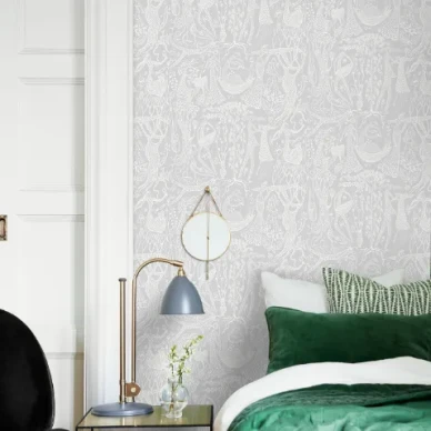 Poeme damour harmaa kuviollinen tapetti Borastapeterilta image