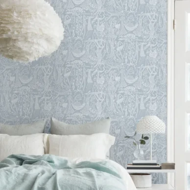 Poeme damour sininen kuviollinen tapetti Borastapeterilta image