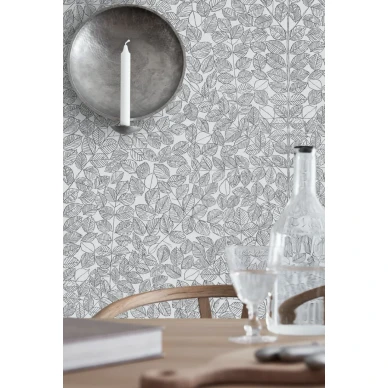 BoråsTapeter Romans tapet med bladmönster svartvit image