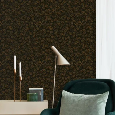 Amorina ruskea lehtitapetti Borastapeterilta image