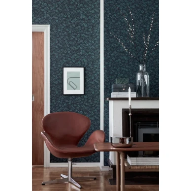 BoråsTapeter Amorina tapet med bladmönster blå image