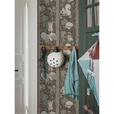 Lastenhuoneen tapetti Charlie ruskea elaintapetti Borastapeterilta 6290 image