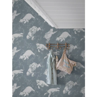 Lasten tapetti Polarn sininen elaintapetti Borastapeterilta 6292 image