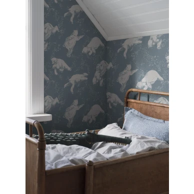 Lastenhuoneen tapetti Polarn sininen jaakarhutapetti Borastapeterilta 6292 image