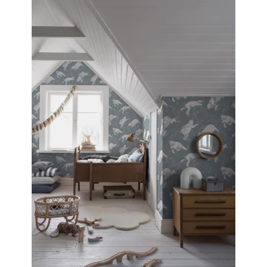 Sininen tapetti Polarn lastenhuoneeseen Borastapeterilta 6292 image