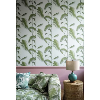 Palm Leaves vihrea sininen palmutapetti makuuhuoneeseen Cole et Sonilta 66 2010 image