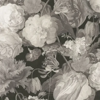 Masterpiece musta harmaa valkoinen kukkatapetti Eijffingerilta image