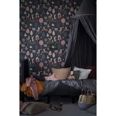 Majvillan Golden Woods deep grey tapet image