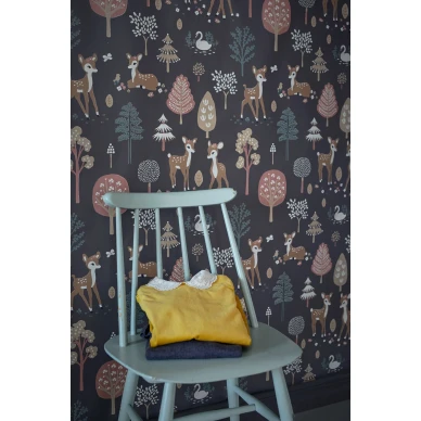 Majvillan Golden Woods deep grey tapet image