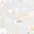 Majvillan My Farm ljusgrå tapet