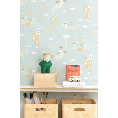 Majvillan Magical adventure ljusgrå tapet image