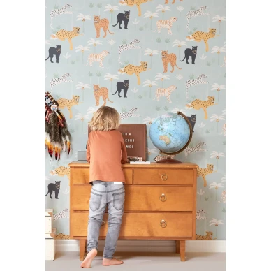 Majvillan Black panther blå tapet image