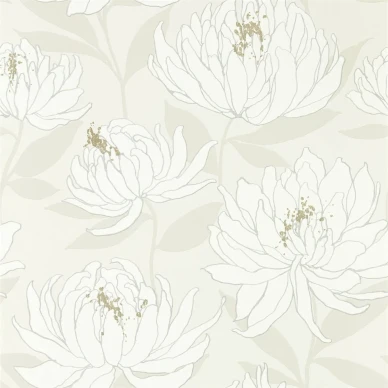 Sebal blomma tapet på en beige bakgrund med vita blommor image