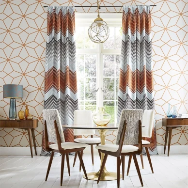 Geometrisk tapet med Axala orange linjer image