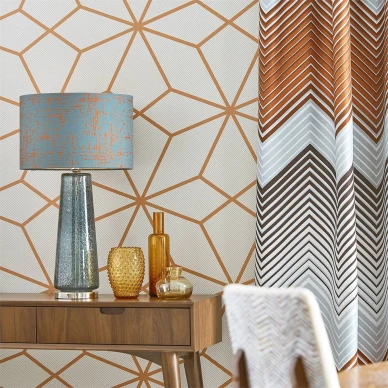 Geometrisk tapet med Axala orange linjer image