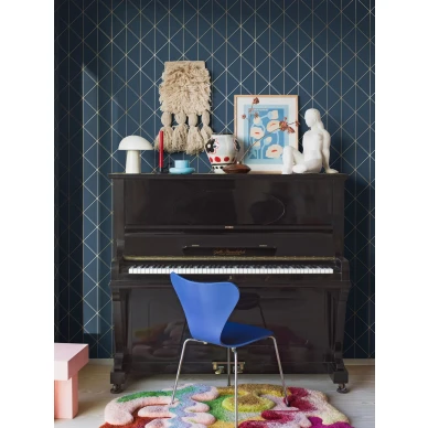 Borastapeter Diamonds tummansininen tapetti olohuoneeseen image