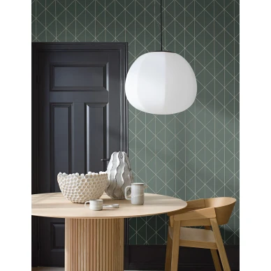 Borastapeter Diamonds tummanvihrea tapetti keittiossa image