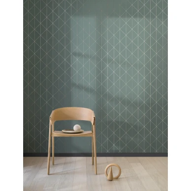 Borastapeter Diamonds tummanvihrea tapetti olohuoneessa image