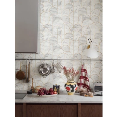 Borastapeter Arch 4750 valkoinen marmori keittion tapetti image