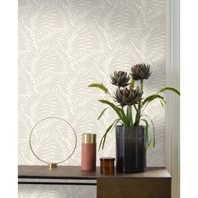 MyFair tapeter med krämfärgad bakgrund och vita löv image