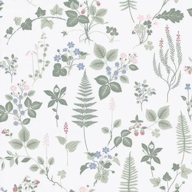 Sandudds Metsäpolku tapeter med dämpade färger och bekanta växter skulle passa bra i sovrummet image