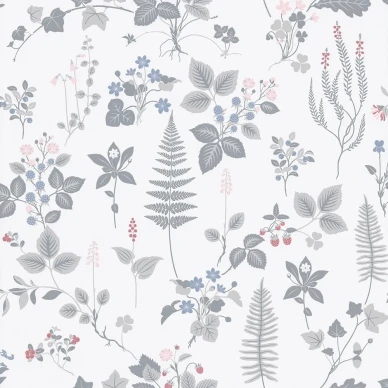 Sandudds Metsäpolku tapeter med gråaktiga blommor skulle passa bra i sovrummet image