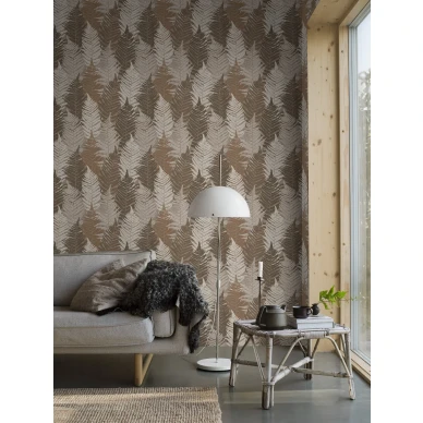 Ruskea olohuoneen tapetti Borastapeterilta Fern Forest 4707 image