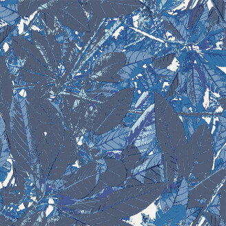 Sandudd Leaf tapet på vit bakgrund med stora blad i blå och mörkblå image