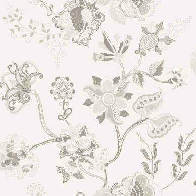 Sandudd orientalisk blommatapet med mörkgrå och grå detaljerade orientaliska blommor image