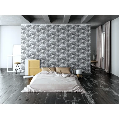 Belle tummanharmaa valkoinen kukkatapetti Sanduddilta 5347 4 image