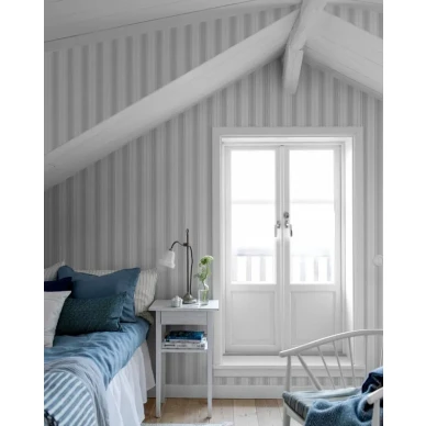 Hamnskär Stripe tapet på vit bakgrund med gråa ränder image