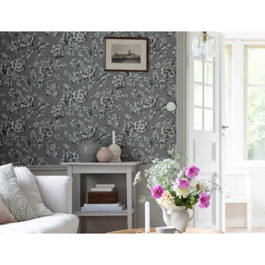 mörkgrön blommig tapet Rosenholm image