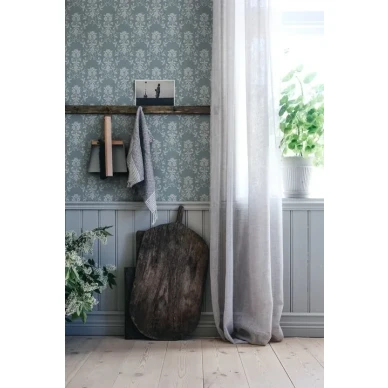 medaljong tapeter Alva på blå bakgrund och vitt mönster image