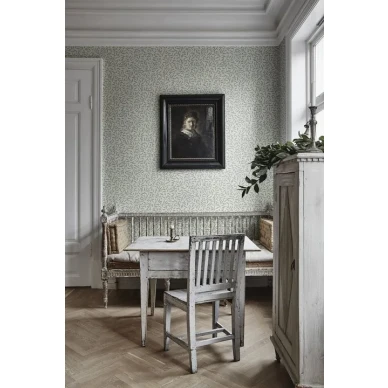 Karolina tapet med krämfärgad bakgrund och gröna lagerblad image