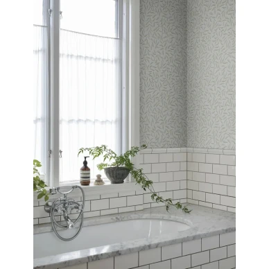 S10386 Carolina Light blue lehtitapetti olohuoneessa image