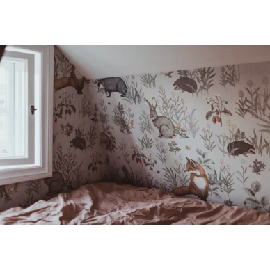 Forest mural lastentapetti tuttujen metsanelainten kanssa image