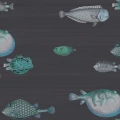 Cole & Son Acquario fisktapet mörkblå