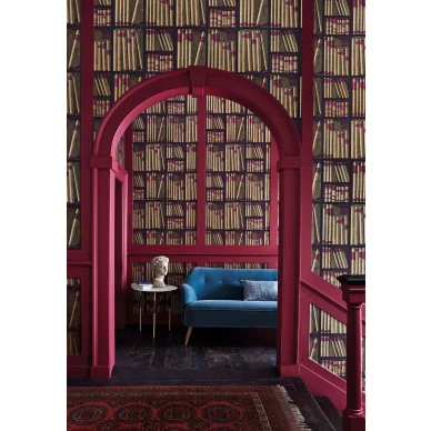 Cole & Son Ex Libris tapet Gold and Magenta image