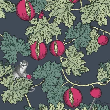 Cole & Son Frutto Proibito tapet Deep Ink and Magenta image
