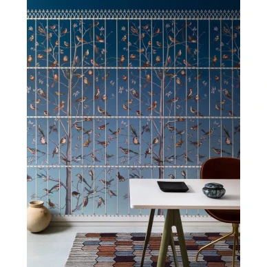 Tyohuoneen tapetti Cole et Sonilta sininen lintukuvio Uccelli 114 11023 image