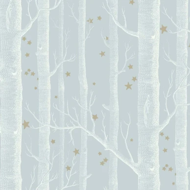 Cole & Son Woods & Stars trädtapet ljusblå-brons image