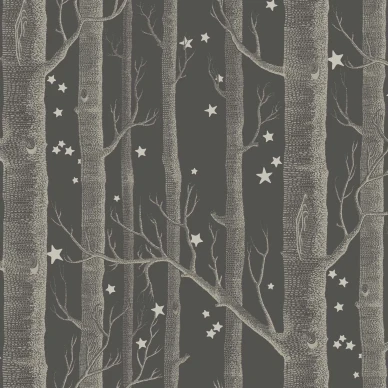 Cole & Son Woods & Stars trädtapet svart-silver image