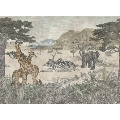 Boråstapeter Serengeti muraltapet med djur image